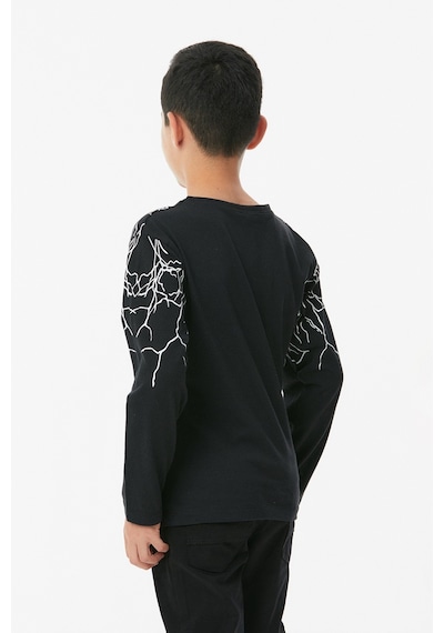 Fullamoda Baskılı Bisiklet Yaka Unisex Çocuk Body- Siyah 24MCCK890197723-Siyah