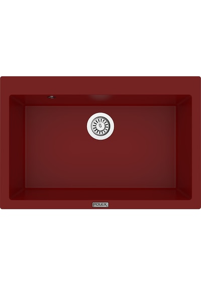 Polex Cristalüx Granit Evye P-X76 Bordo Tezgah Altı Ve Tezgah Üstü Mutfak Evyesi 75x50 CM