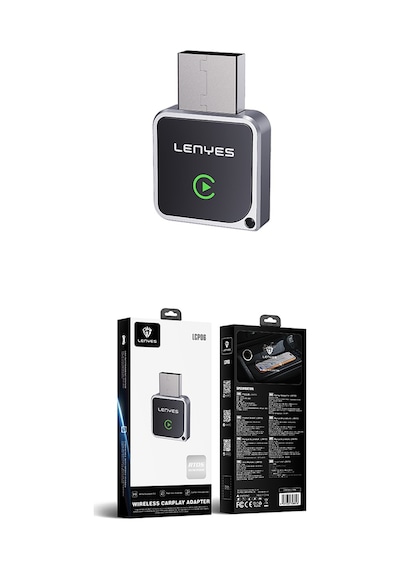 Lenyes Lcp06 Android Auto Destekli Carplay Usb Bluetooth 5.3 Wireless Transmitter Adaptör Siyah