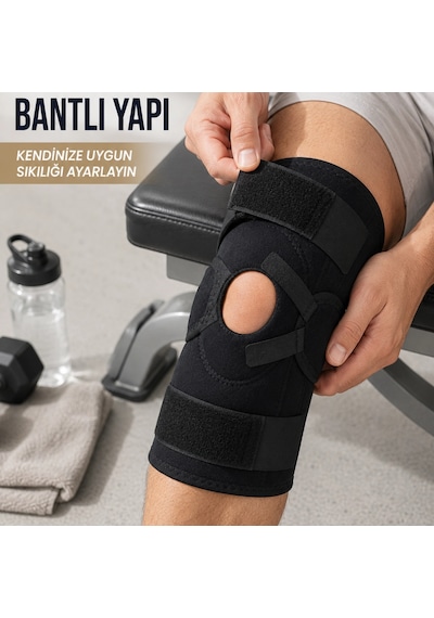 Yan Destekli Ligamentli Dizlik Açık Patella Ayarlanabilir Spor Ve Günlük Kullanım