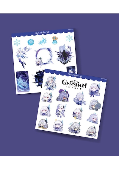 Skirk-genshin İmpact 2 Li Sticker Set Parlak Kağıt Oyun Karakteri Skirk Telefonçıkartmaları Süsleme Etiketi Mor