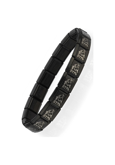 Kurt Kafası Göktürkçe Türk Yazılı İtalyan Charm Unisex Çelik Bileklik Scb57 Siyah