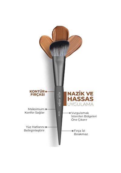 Alix Avien Yumuşak Ve Dayanıklı Metalik Başlıklı Sentetik Kıl Yapılı Profesyonel Makyaj Fırçası Ve Sprayi Seti