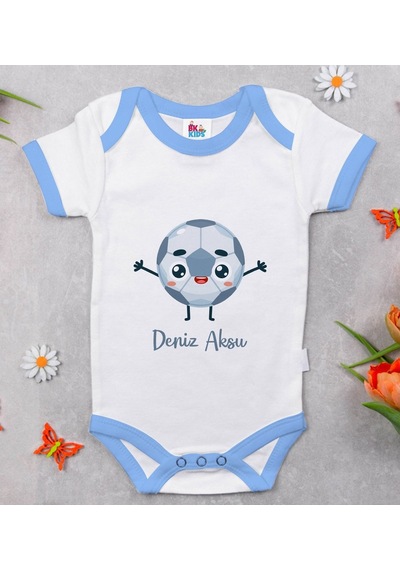 Bitmeyenkartus Bk Kids Kişiye Özel Mavi Bebek Body Zıbın - Model 198 Çok Renkli
