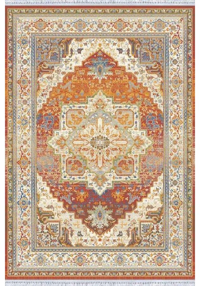Tarçın Klasik Göbekli Dokuma Pamuk Taban Kaymaz Kilim Klm076n11