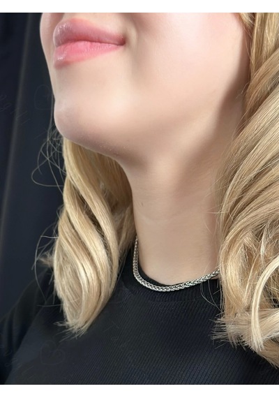 Burgu Model Choker Çelik Zincir Kolye- Choker Serisi Gümüş