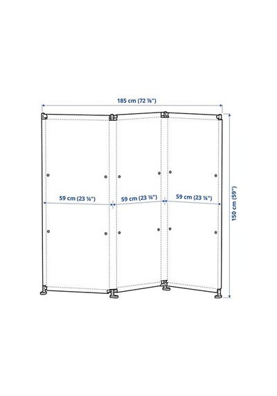 Ikea Ytterskär Paravan, Gri, 185x150 Cm