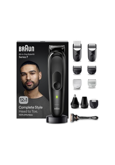Braun Hepsi Bir Arada Giyotin Seti 7, 12'si 1 Arada Çoklu Bakım, Sakal Kesme Makinesi, Burun Kılı Kesme Makinesi, Yüz, Baş Ve Vücut İçin Saç Kesme Makinesi 100 Dak. Pil, 14 Uzunlukta 3-21 Mm , Su Geçirmez, Mgk7460, Siyah
