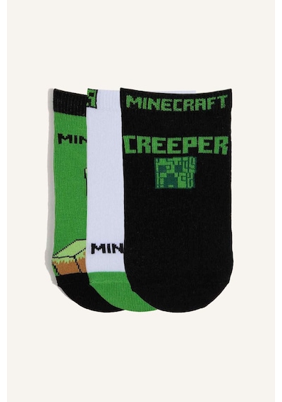Defacto Minecraft Lisanslı 3lü Pamuklu Patik Karma Çorap Erkek Çocuk I1012a8nskr1 Çok Renkli-kr1