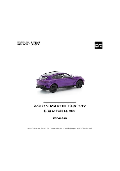 Pop Race Aston Martin Dbx 707 Storm Purple 1:64 Diecast Model Araba Pr640268 Mor