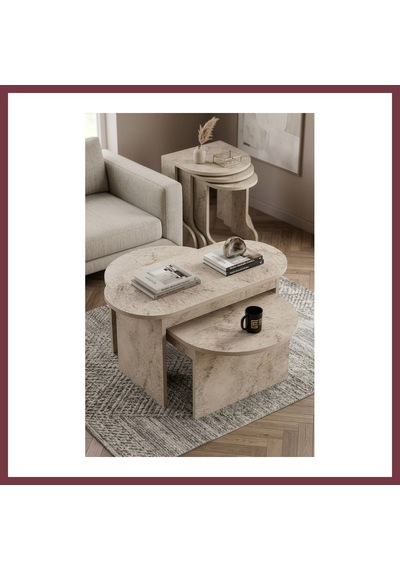 Storeşahin Setro Orta Zigon Sehpa Seti Ekru 100x50 Shn0720