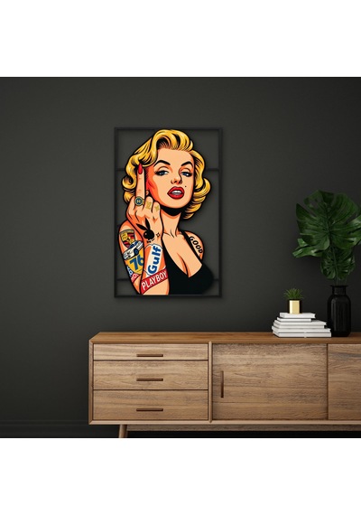 Dövmeli Pop Art İkon - Metal Tablo - Dec0344 32 X 50 Cm Çok Renkli