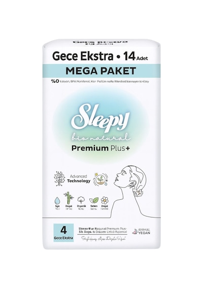 Sleepy Bio Natural Premium Plus Gece Extra 14'lü 5'li Avantaj Paketi Mıchu