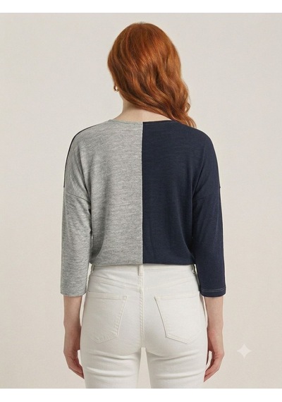 Neden Tekstil Kadın Renk Bloklu Oversize Tunik Bluz - Çok Renkli