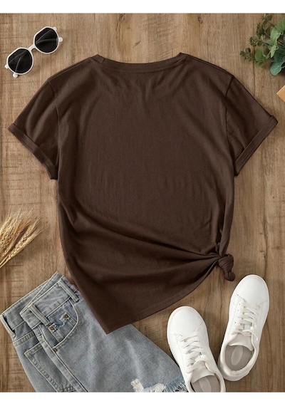 Uyguntarz Unisex Kahve Severlere Özel Tasarım Basklı Tshirt Kahverengi