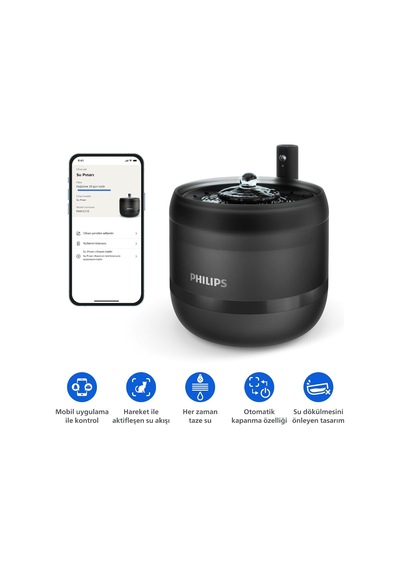 Tr 3000 Serisi Akıllı Su Pınarı, Dökülme Önleyici Kase, Hareket Aktivasyonu, 2.2l, Dolum İzleme, Fısıltı Sess