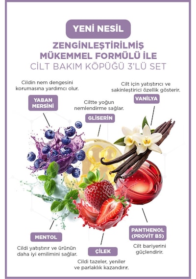 Cilt Bakım Köpüğü Vanılla 100 Ml X Cheesecake 100 Ml X Mılkshake 100 Ml