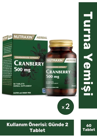 Cranberry 500 Mg 60 Tablet X 2 Adet