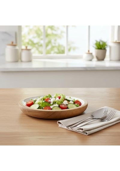 Mango Ağacı Pasta Tabağı - İçi Krem Emaye Enamel Kaplama 20 Cm Tatlı, Meyve Ve Kahvaltı Tabağı - Leke Tutmaz Ahşap Sunum Yükseklik: 2 Cm Açık Gri
