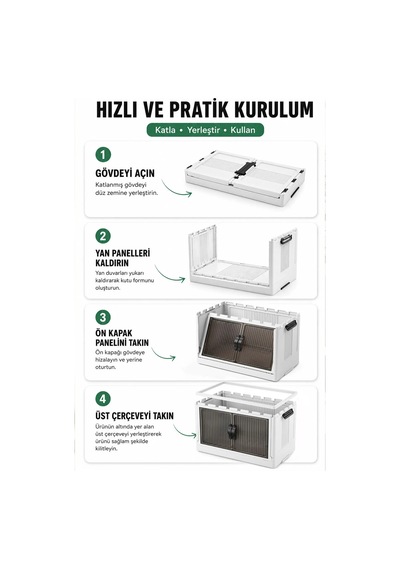 3 Katlı Portatif Organizer Dolap 120 Lt Beyaz