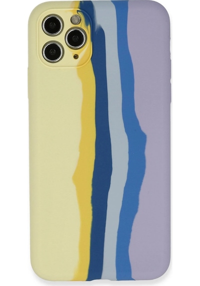 Newface - 478 - İphone 11 Pro Kılıf Ebruli Lansman Silikon - Kmrsfres - - Sarı-lila