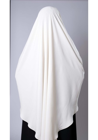 Hürrem Bone Krem Pratik Hazır Geçmeli Tesettür Eşarp Medine İpeği Bağcıklı Sufle Hijab 2301 40