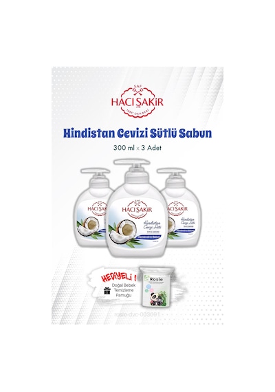 3'lü Hindistan Cevizi Sütlü Sıvı El Sabunu 300 Ml Ve Rosıe
