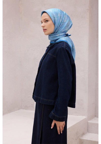 Belli İpek Eşarp - 4209-37 Mavi Twill