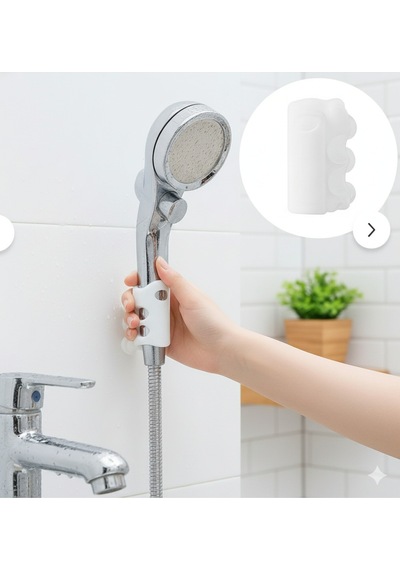 Güçlü Yapışkanlı Silikon Duş Başlığı Tutucu Delmeden Takılan Pratik Banyo Askı Aparatı Beyaz Silik Diğer