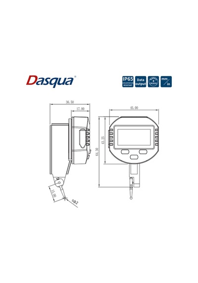 Dasqua 0-0.8mm Dijital Salgı Komparatörü Ip65 Yağa, Suya Dirençli 0.013mm 5410-8205