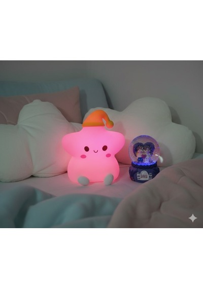 2 Li Sevgiliye Romantik Hediye Seti Slikon Yıldız Renkli Led Gece Lambası Ve 9cm Mor Kar Küresi Seti Set