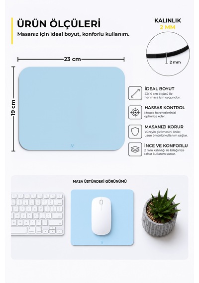 Mavi Renkli Ergonomik Mouse Pad, Kaymaz Yüzey İle Ev Ve Ofis Kullanımı İçin İdeal