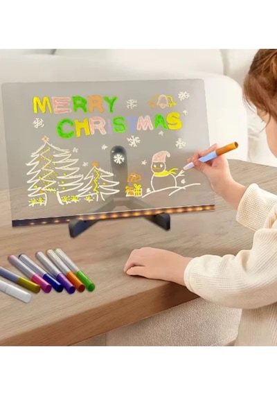 12 Inc Led Işıklı Çizim Tahtası Ayarlanabilir Stant Ve Kalemleri İle Çok Renkli