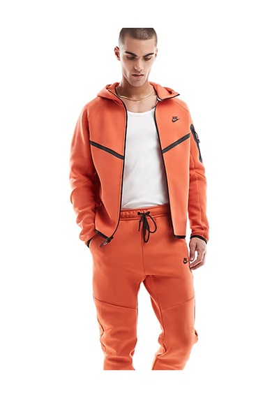 Nike Tech Fleece Full Zip Windrunner Hoodie Kapüşonlu Unisex Sweatshirt Turuncu Turuncu