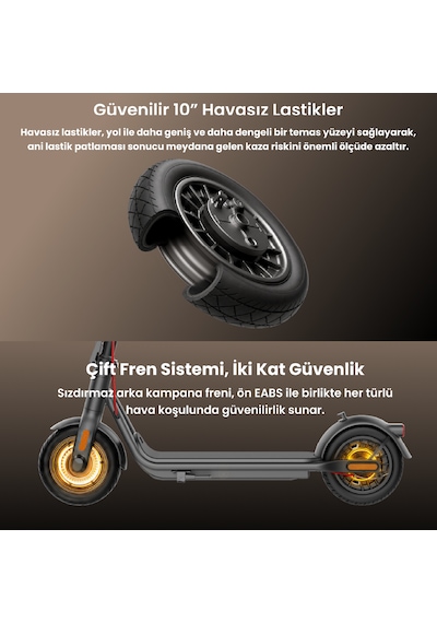 V45i Elektrikli Scooter 800w Güç, Tcs, 45 Km Menzil, %20 Eğim, 120 Kg Taşıma Kapasite, Bms Siyah
