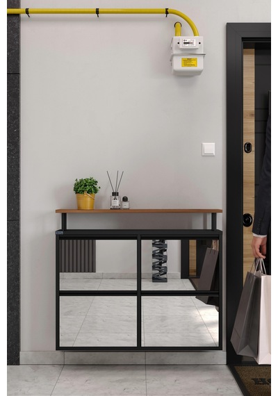 Ceha Tablalı 4'lü Metal Ayakkabılık - Siyah/aynalı K.AYK-2.4/A/AC/P9005