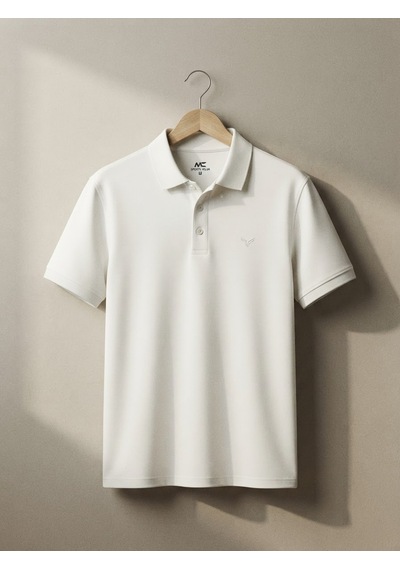 Maccali Erkek Beyaz Basic Polo Yaka Tişört
