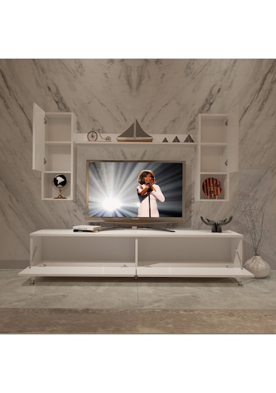 Decoraktiv Eko 5da Mdf Std Gold Tv Ünitesi Tv Sehpası Beyaz
