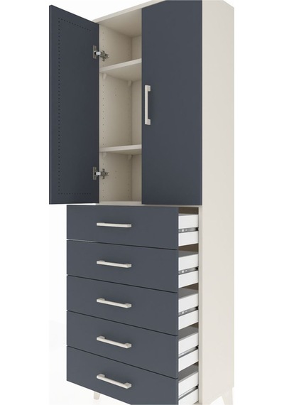 Arges Dolap 3 Raflı 5 Çekmeceli 2 Kapaklı 60x30x182 Aytaşı-an... Aytaşı