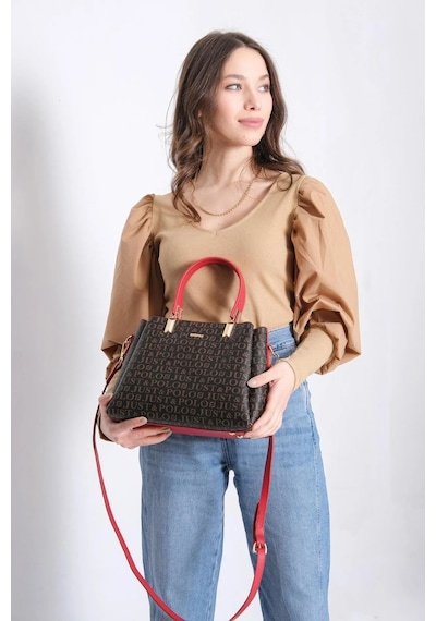 Just Polo Kadın Yeni Sezon El Ve Omuz Çantası Ebat 22x29 Cm Kahve Kırmızı