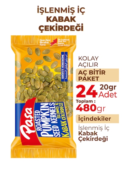 Kavrulmuş Kabak Çekirdeği İçi 20 Gr X 24 Adet 480gr 475 G