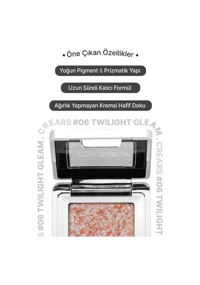 Mücevher Parlaklığında Yoğun Pigmentli Tekli Far Cre'ars Glitter Bomb Eyeshadow 06 Twilight Gleam 86898529