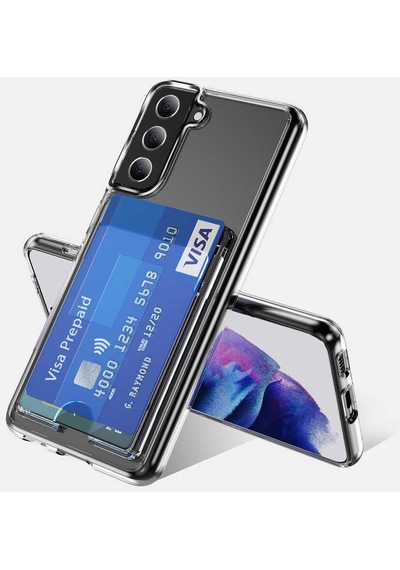 Samsung Galaxy Uyumlu S21 Kılıf Zore Kartlıklı Şeffaf Ensa Kapak