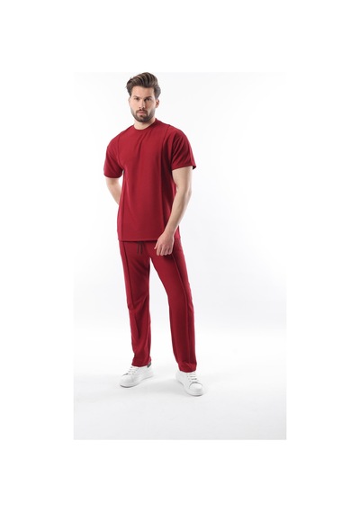 Madmext Bordo Önü Pileli Overfit Erkek Takım E7304 Bordo