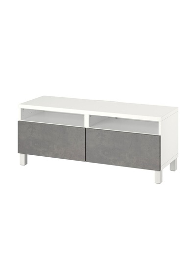 Tv Sehpası, Beyaz-koyu Gri, 120x42x48 Cm, Kallvıken, Çıt Çıt Raylı Gri Tv Sehpası, Beyaz-koyu Gri, 120x42x48 Cm, Kallvıken, Çıt Çıt Raylı Gri