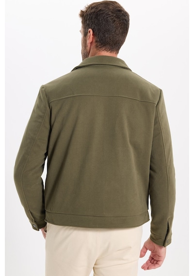 Tudors Erkek Slim Fit Dar Kesim Çift Cepli Çıtçıt Kapamalı Haki Mont-46276