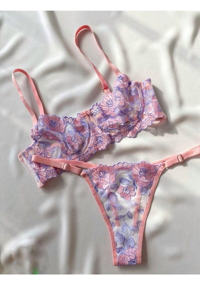 La Linaa Olivia Lila Pudra Kadın Bralet Takım-lila-pudra Lila - Pudra