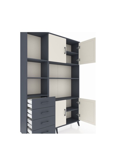 Arges Dolap 8 Raflı 4 Çekmeceli 4 Kapaklı 132x30x195 Antrasit-aytaşı/antrasit Aytası/antrasıt Arges Dolap 8 Raflı 4 Çekmeceli 4 Kapaklı 132x30x195 Antrasit-aytaşı/antrasit Aytası/antrasıt