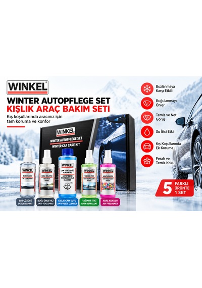Winkel Kışlık Araç Bakım Seti 5 Parça Buz Çözücü, Buğu Önleyici, -35 C Cam Suyu, Yağmur Kaydırıcı Ve Araç Kokusu