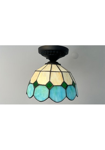 Yüceeller Tavan Vitray Avize 25cm 10" Yeşil Su Yeşili
